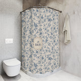 French 'Le Bain' Elegant Floral Shower Curtain | Neutral Beige Vintage Bath