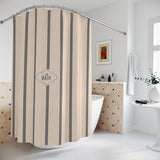 Shower Curtain — Grey Striped French 'Le Bain' Bathroom Decor
