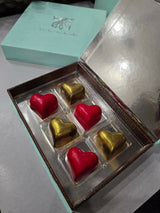 Artisanal Chocolate Hearts - Assortment of Gold and Red
