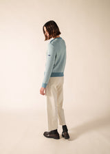 CANCALE CHINE Fisherman Sweater for Women (LIGHT COASTAL BLUE / WHITE)
