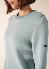 CANCALE CHINE Fisherman Sweater for Women (LIGHT COASTAL BLUE / WHITE)