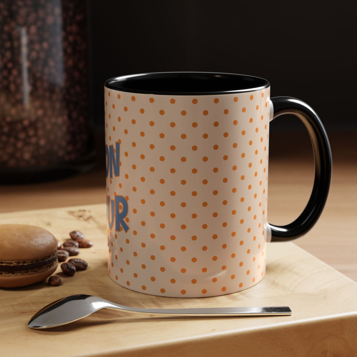 Bonjour Polka Dot Coffee Mug