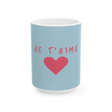 Je T'aime Heart Mug,  French Coffee Mug
