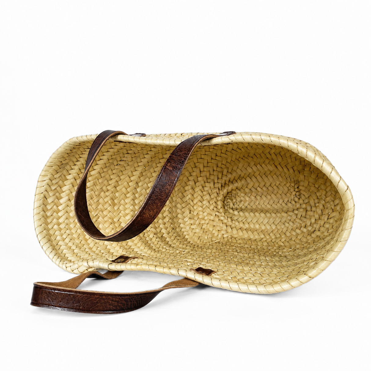 French Basket Bag with Leather Handles, Summer Beach Bags