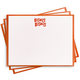 Bisous Bisous Flat Note - Letterpress Set of 8 Stationery