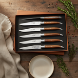 Laguiole en Aubrac Luxury Steak/Table Knives 6-Piece Set With Teak Wood Handles