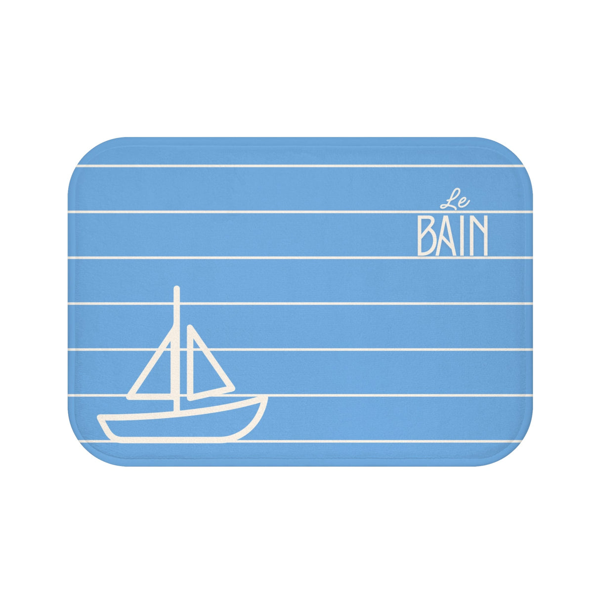 Nautical Baby Blue “Le Bain” Bath Mat
