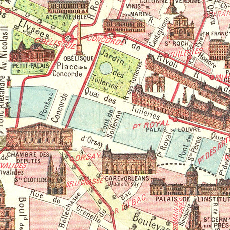 Vintage Map of Paris, France 1911