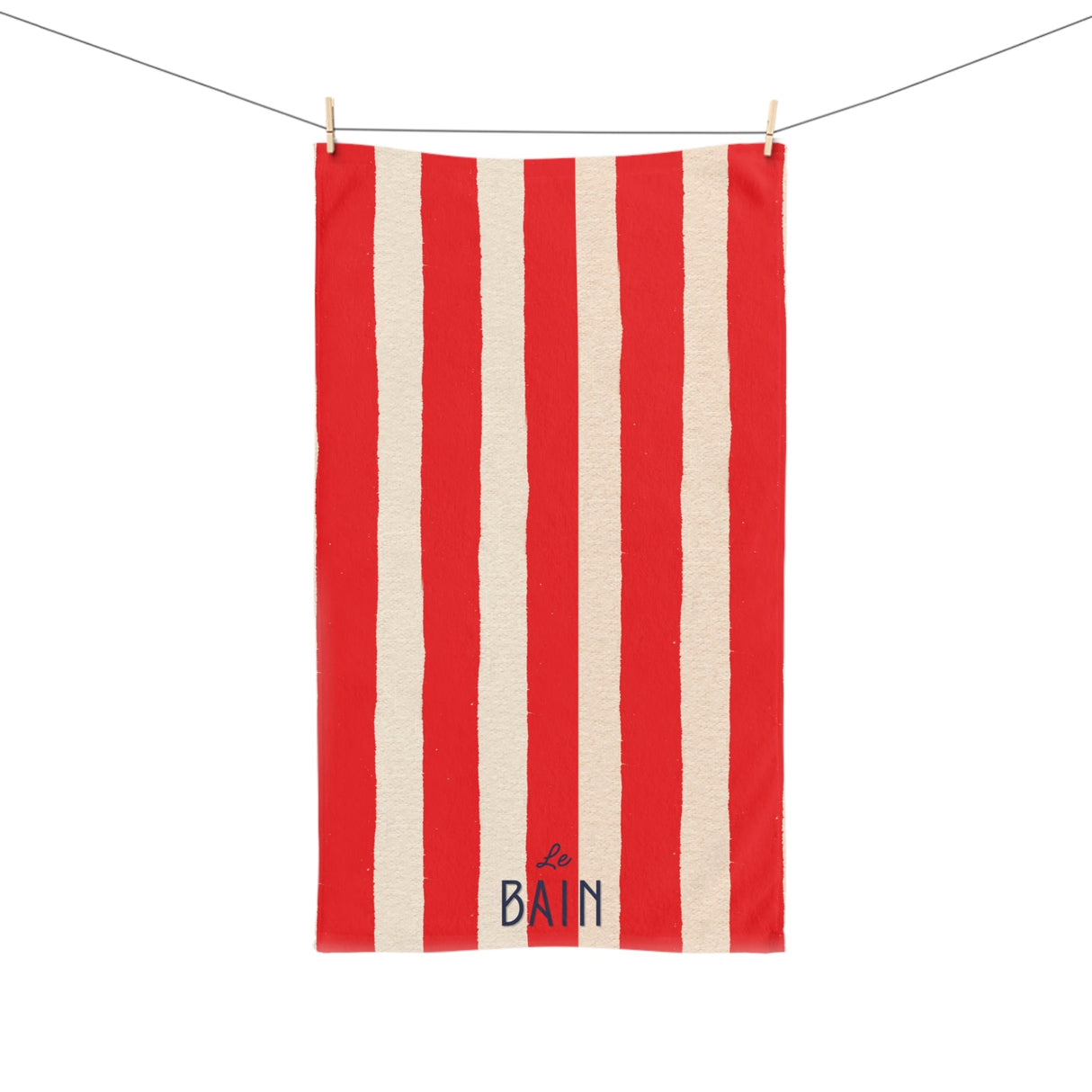 Le Bain Coral Red Striped Hand Towel