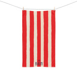 Le Bain Coral Red Striped Hand Towel