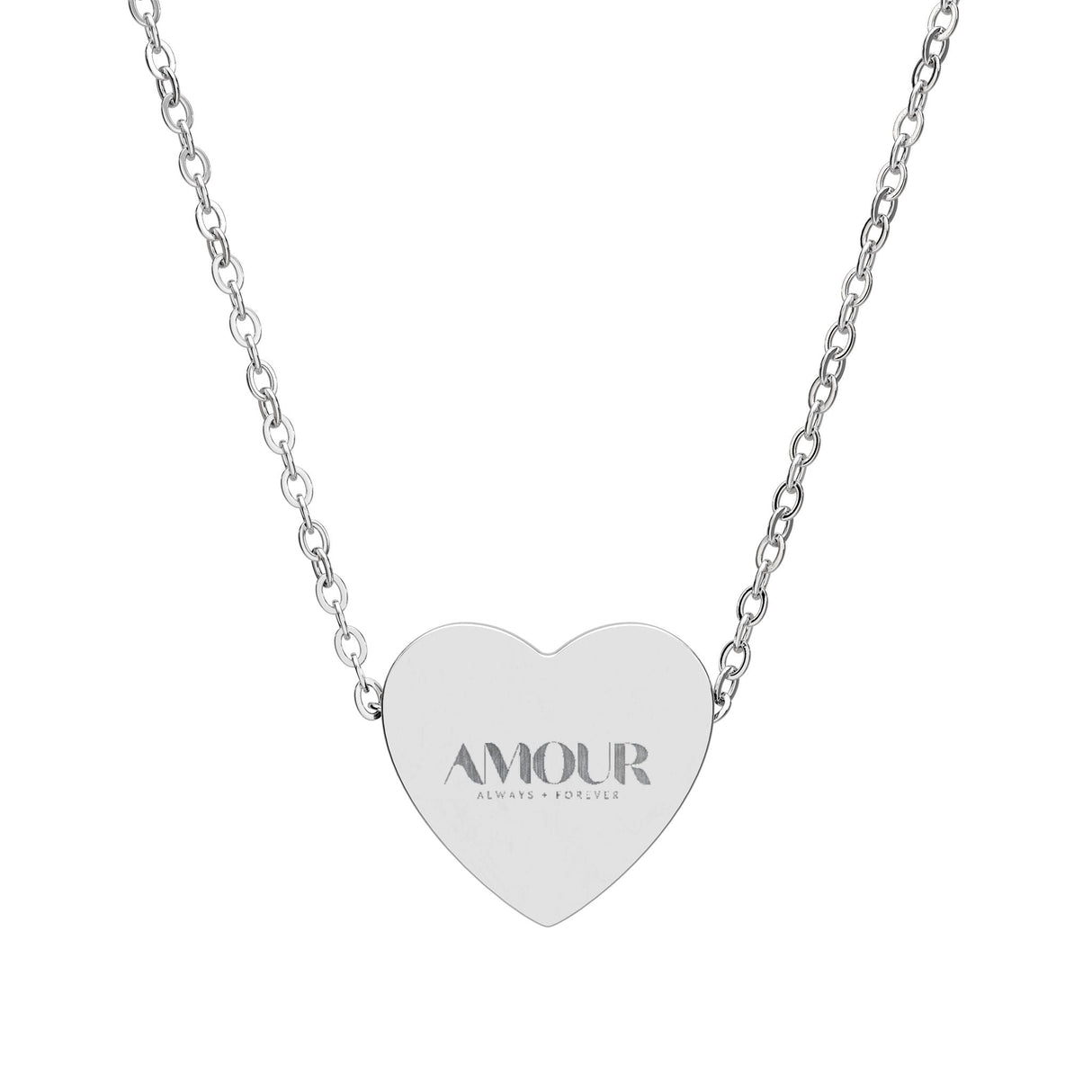 Engraved Heart AMOUR Necklace