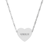 Engraved Heart AMOUR Necklace