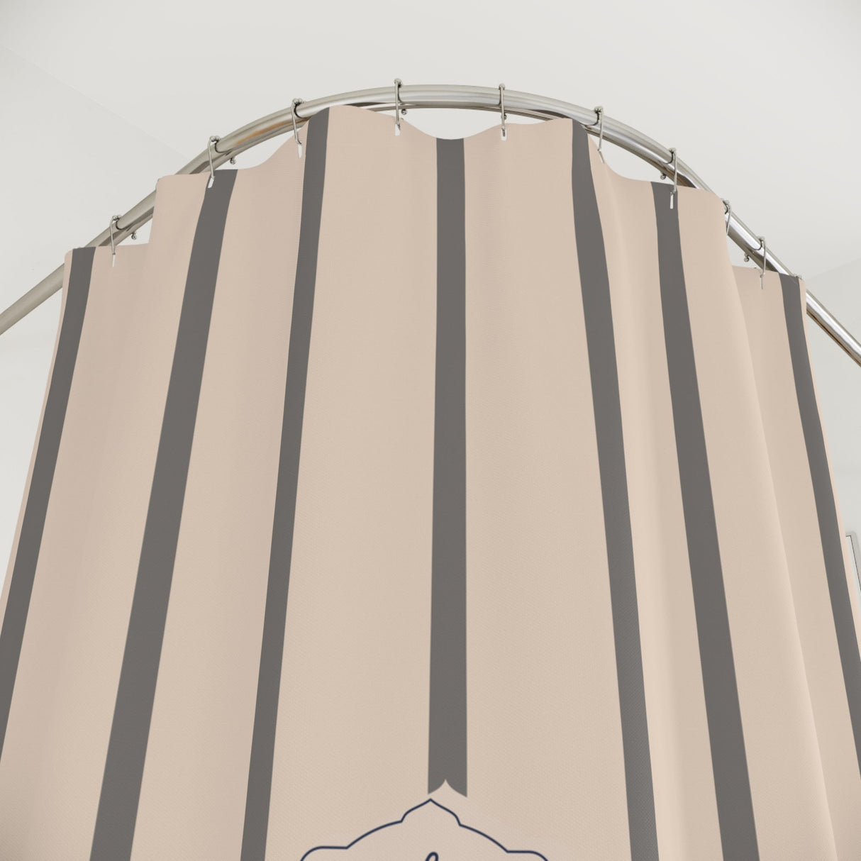 Shower Curtain — Grey Striped French 'Le Bain' Bathroom Decor