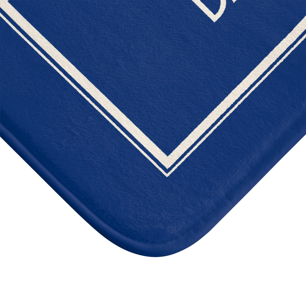 Le Bain Sea Blue Bath Mat — French Bathroom Rug with Modern Border