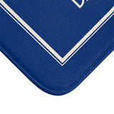 Le Bain Sea Blue Bath Mat — French Bathroom Rug with Modern Border