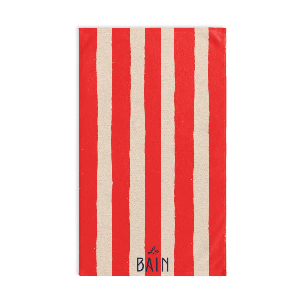 Le Bain Coral Red Striped Hand Towel