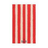 Le Bain Coral Red Striped Hand Towel
