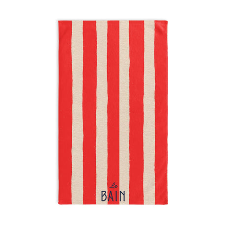 Le Bain Coral Red Striped Hand Towel