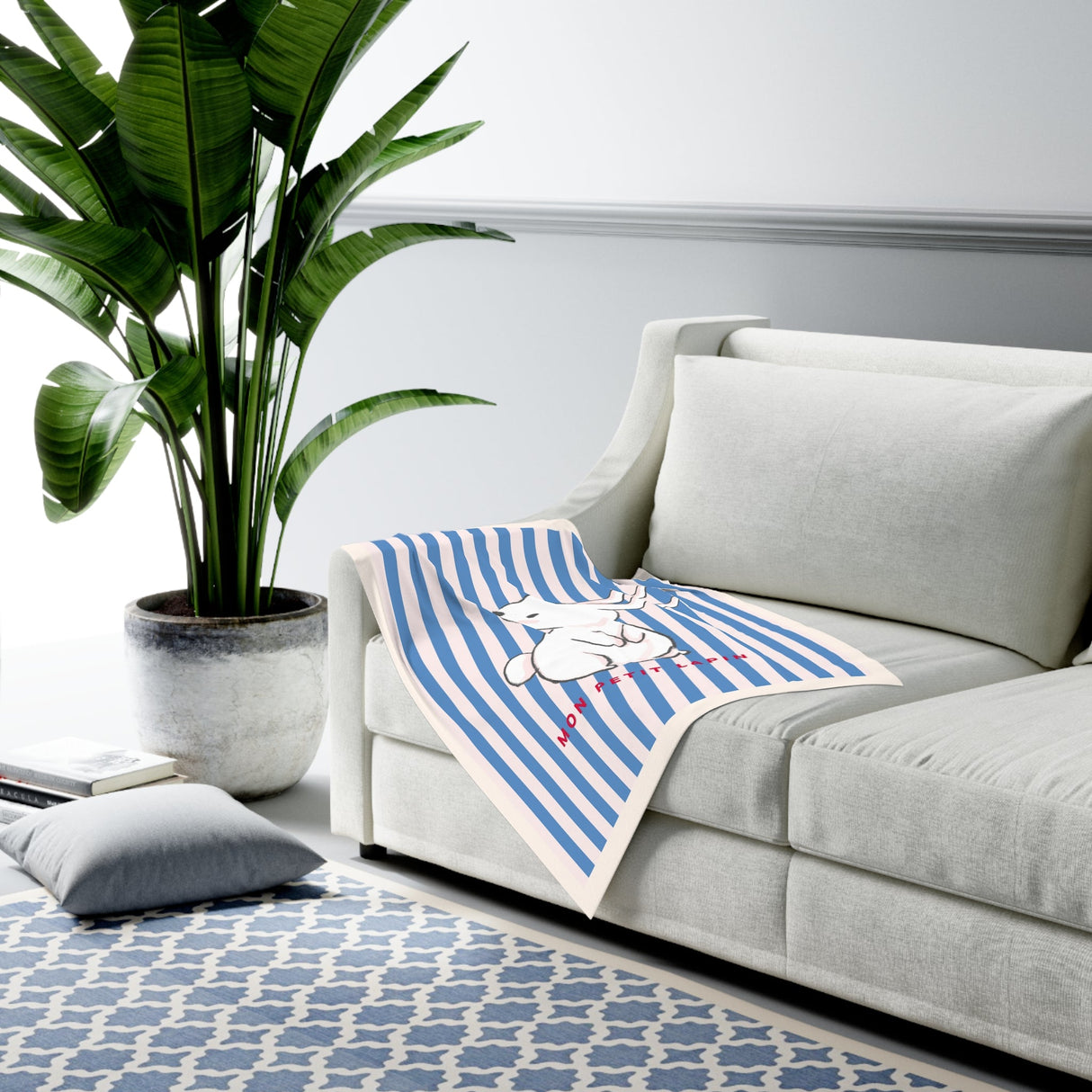 Blue Striped Baby Blanket - My Little Bunny