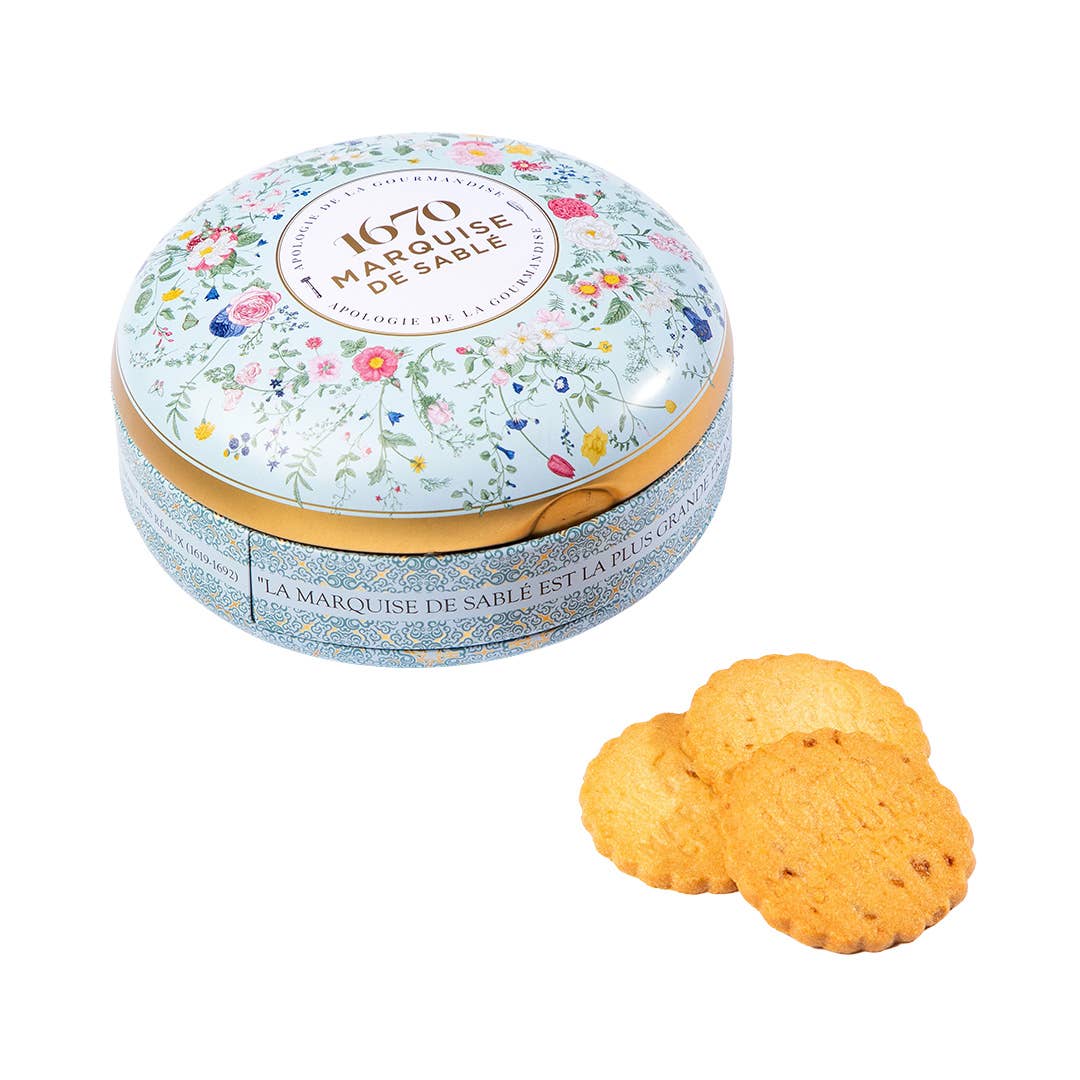 La Sablesienne Caramel Chip Shortbread Bouquet Sauvage Floral Tin
