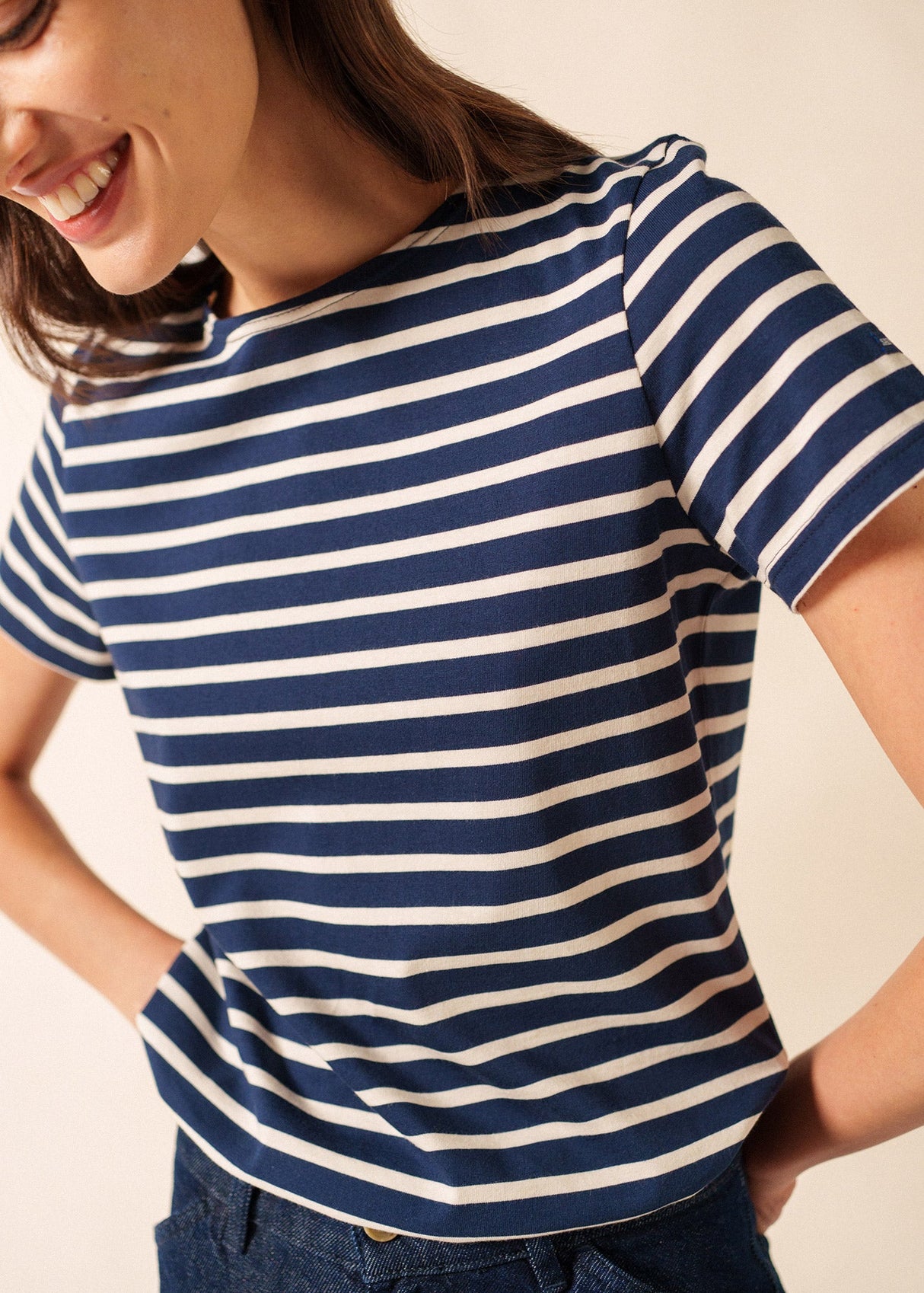 Saint James ETRILLE - Nautical Stripe Tee with Short Sleeves | Soft Cotton | Women Fit (NAVY / ECRU)