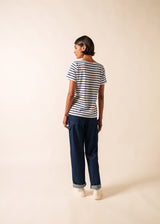 Saint James ETRILLE II - Nautical Stripe Tee with Short Sleeves | Soft Cotton | Women Fit (WHITE / NAVY)