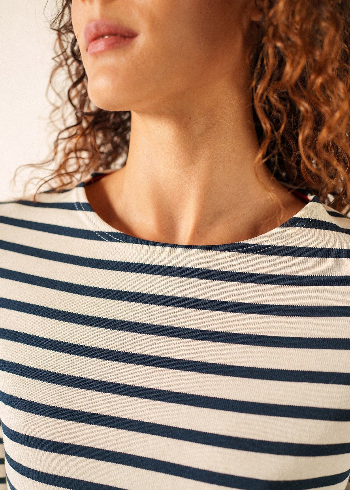 Saint James VAUJANY - Striped Shirt with Heart Elbow Patches (ECRU / NAVY)