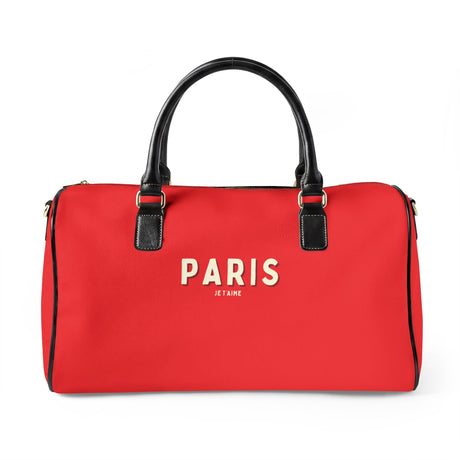 Paris Je T'aime Leather Weekender Bag — Red
