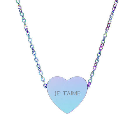 Heart Necklace - "Je T'aime"  Jewelry for Lovers