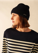 Saint James CANOT - Soft Wool Beanie in Purl Knit (NAVY)