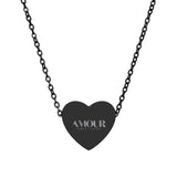 Engraved Heart AMOUR Necklace