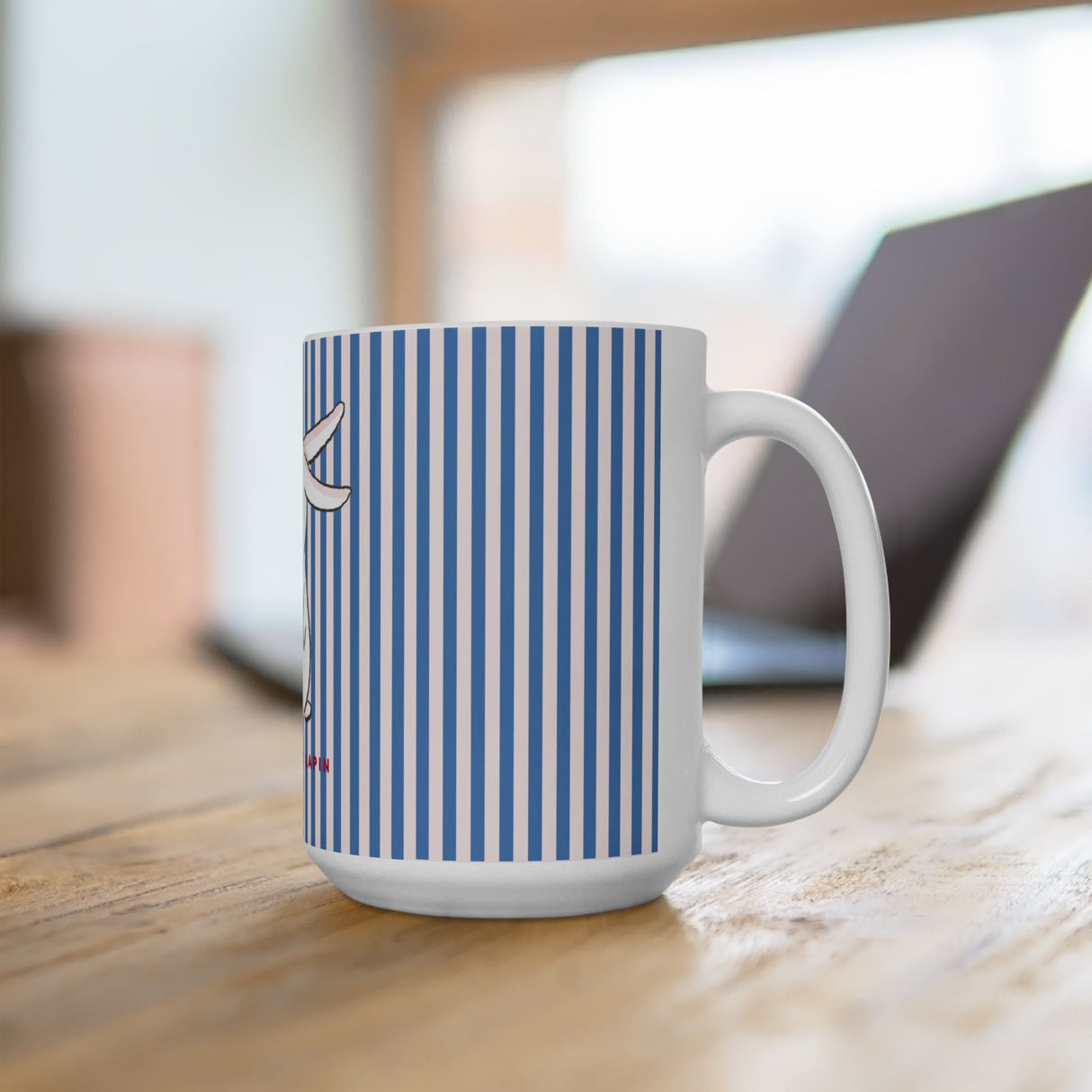 Blue Stripped Kid's Mug, Mon Petit Lapin