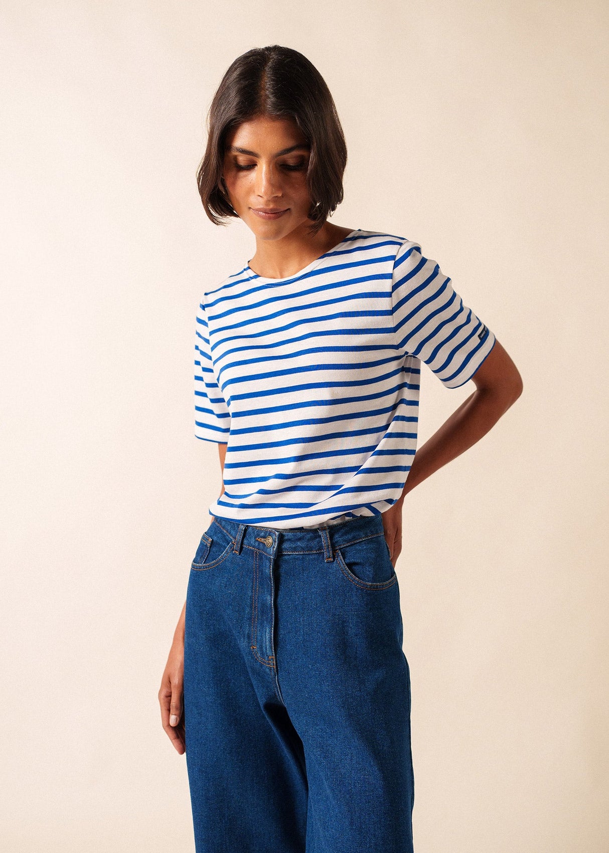 Levant Breton Shirt (WHITE / ROYAL BLUE)