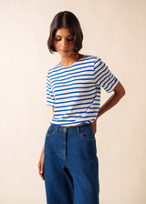 Levant Breton Shirt (WHITE / ROYAL BLUE)