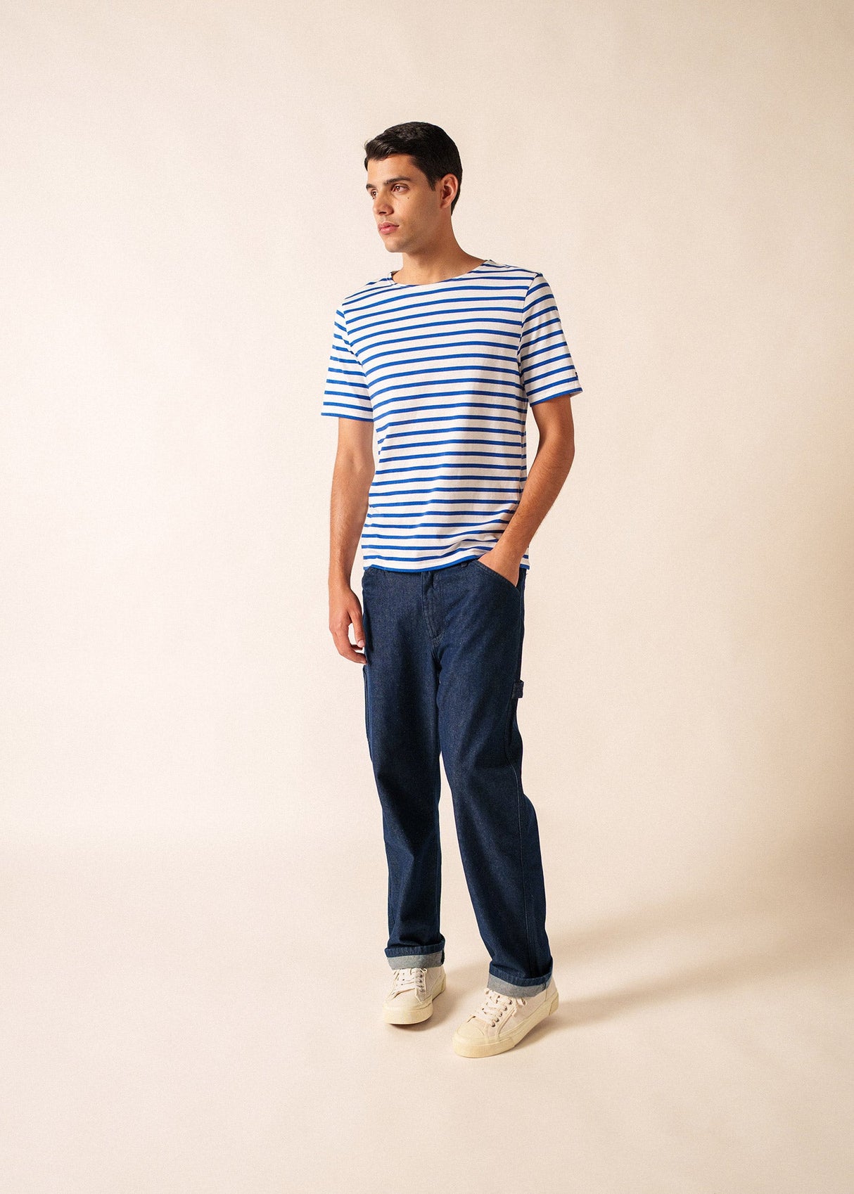 Levant Breton Shirt (WHITE / ROYAL BLUE)
