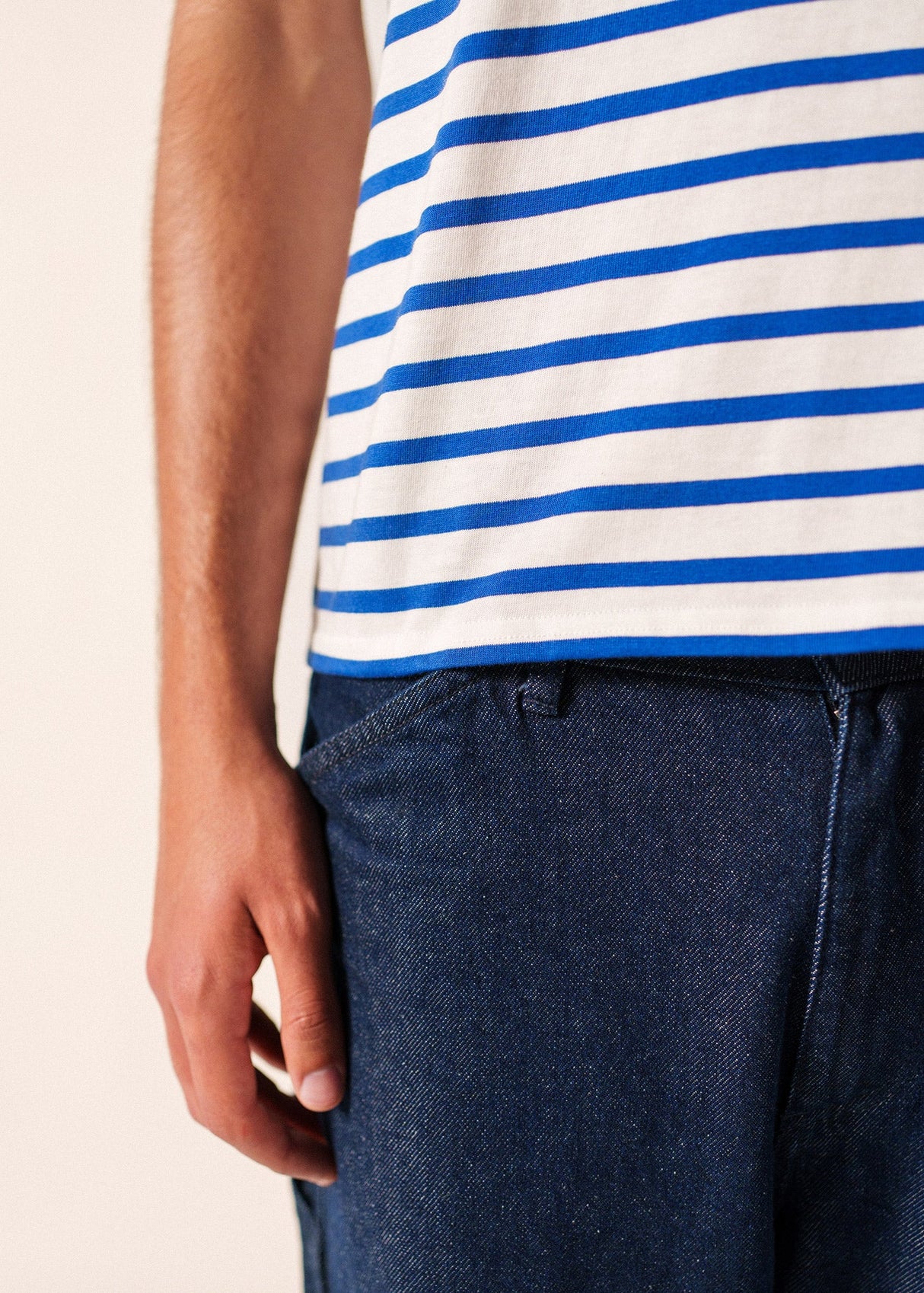 Levant Breton Shirt (WHITE / ROYAL BLUE)