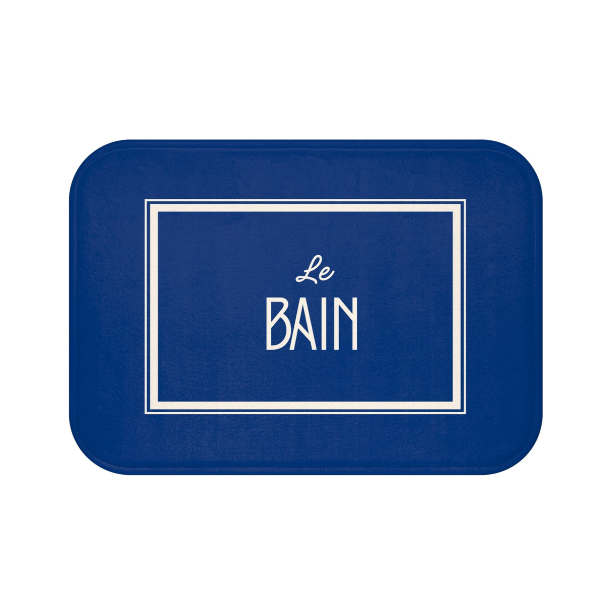 Le Bain Sea Blue Bath Mat — French Bathroom Rug with Modern Border