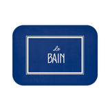Le Bain Sea Blue Bath Mat — French Bathroom Rug with Modern Border