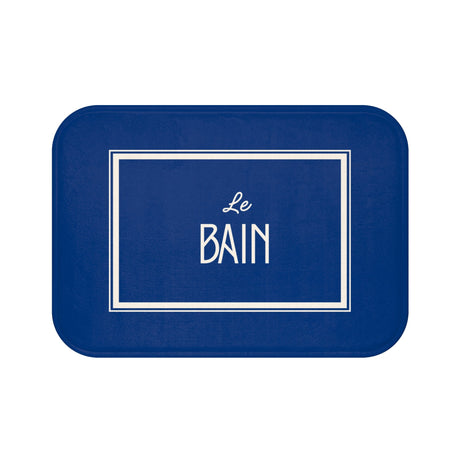 Le Bain Sea Blue Bath Mat — French Bathroom Rug with Modern Border