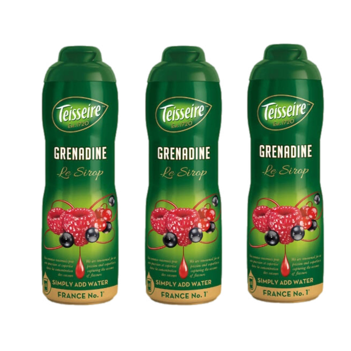 Teisseire – Red Fruits Syrups Bundle – Grenadine, Raspberry & Cassis