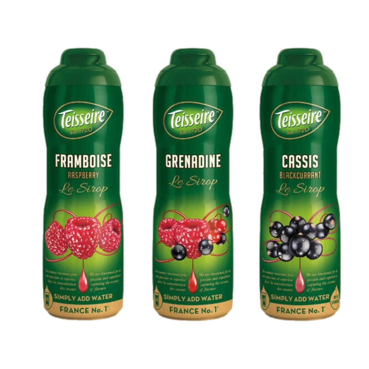 Teisseire – Red Fruits Syrups Bundle – Grenadine, Raspberry & Cassis
