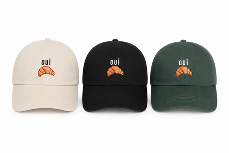 Oui Croissant Embroidered Hat Cap