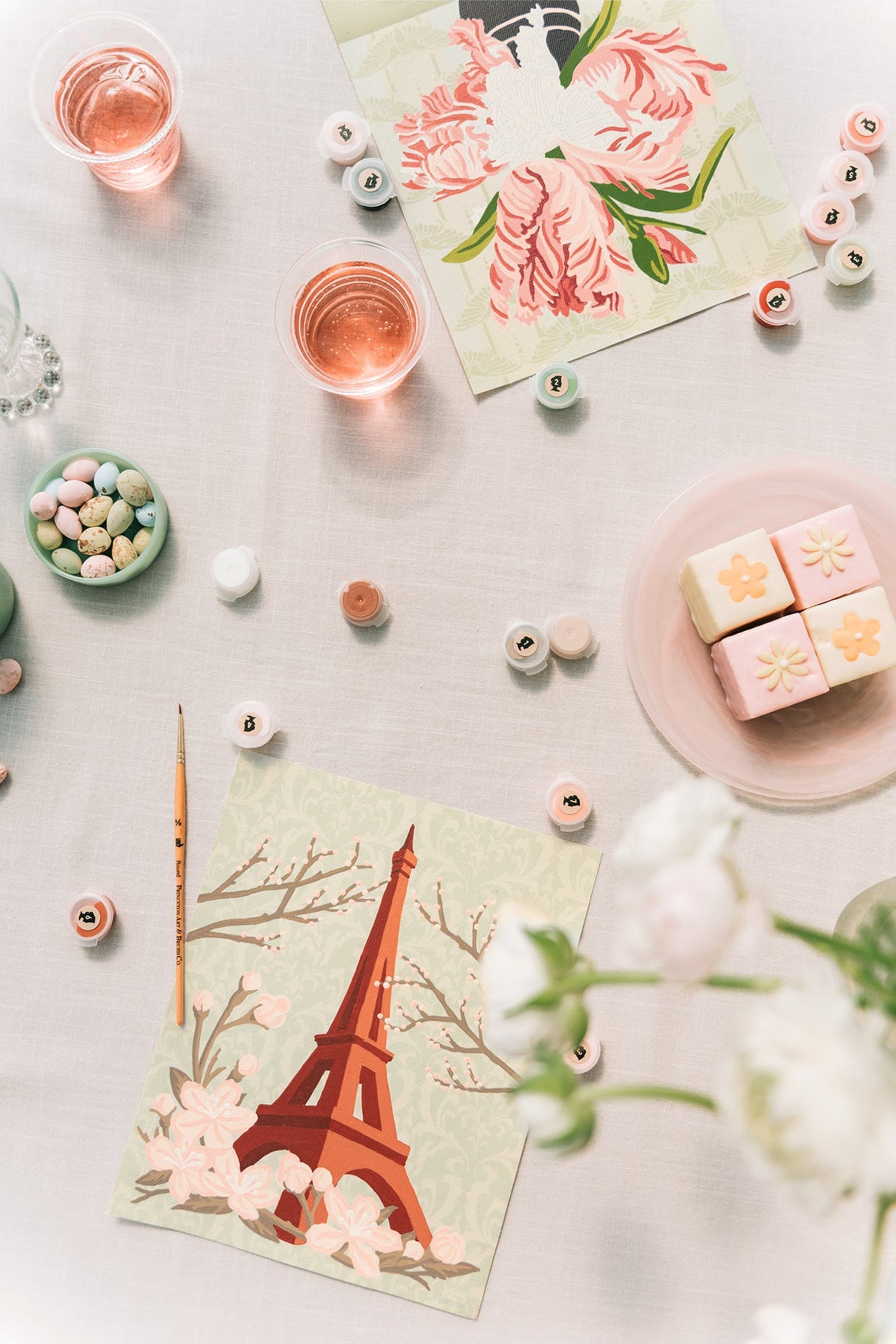 Eiffel Tower with Cherry Blossoms | 8x10 paint-by-number kit