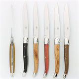 Forge de  Laguiole 6 Piece Steak Knife Set Assorted Wood Handle Shiny Finish
