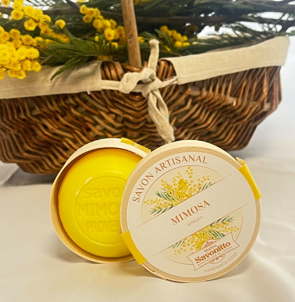 Mimosa Soap in traditional wooden box