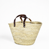 French Basket Bag with Leather Handles, Summer Beach Bags