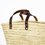French Basket Bag with Leather Handles, Summer Beach Bags