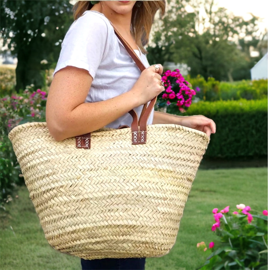Market Basket with leather handles