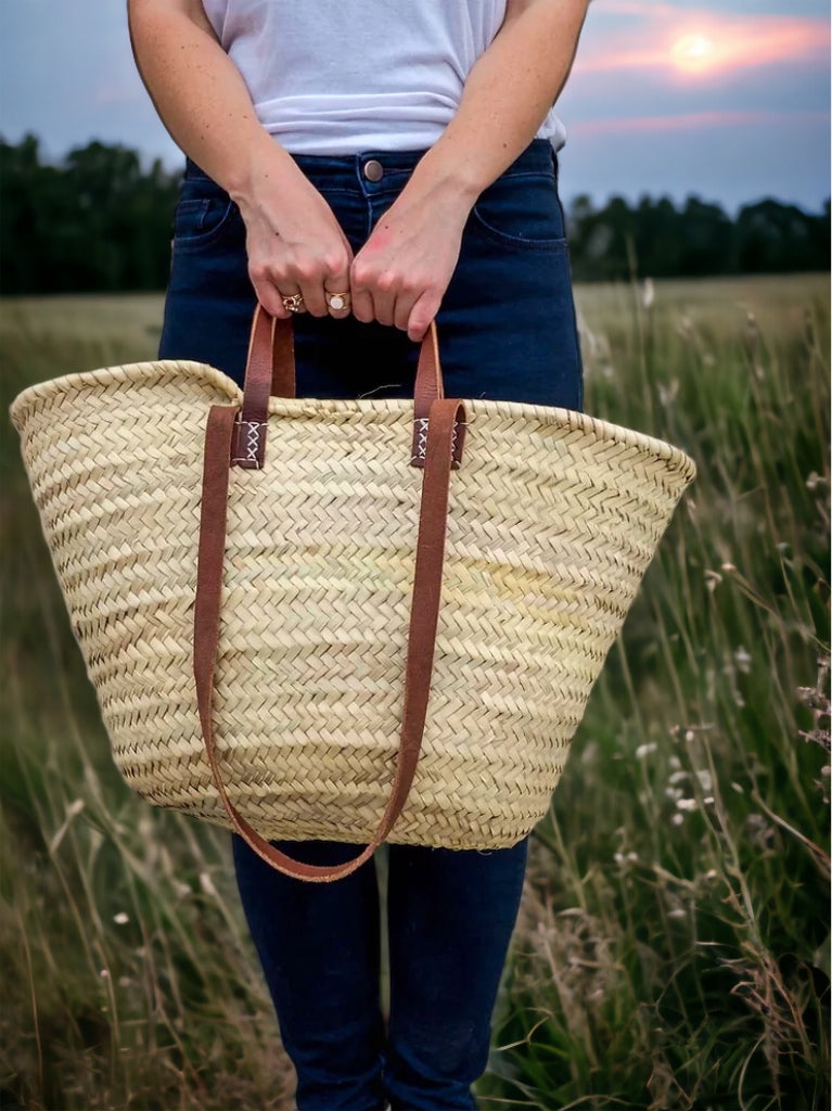 Market Basket with leather handles