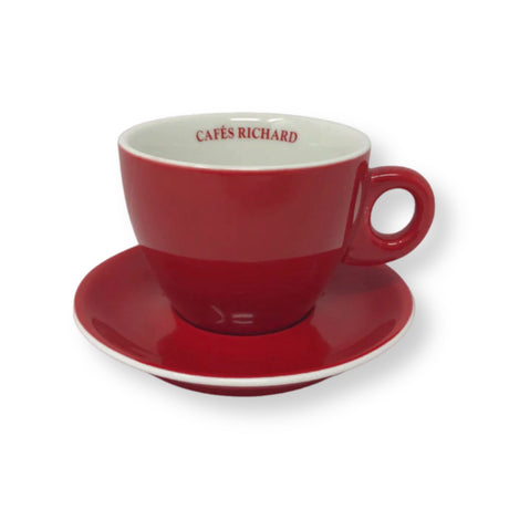 a red coffee cup from cafe richard